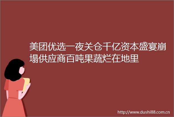 美团优选一夜关仓千亿资本盛宴崩塌供应商百吨果蔬烂在地里