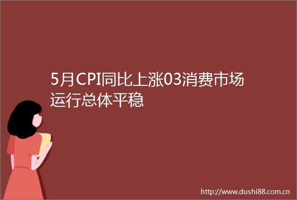 5月CPI同比上涨03消费市场运行总体平稳