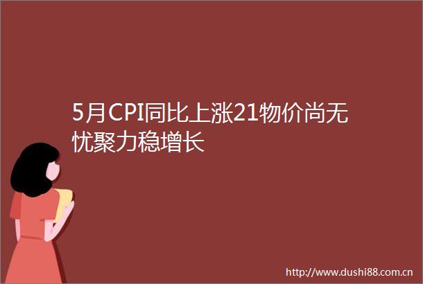 5月CPI同比上涨21物价尚无忧聚力稳增长