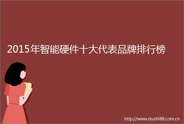 2015年智能硬件十大代表品牌排行榜