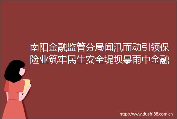南阳金融监管分局闻汛而动引领保险业筑牢民生安全堤坝暴雨中金融守护千家万户生命财产安全