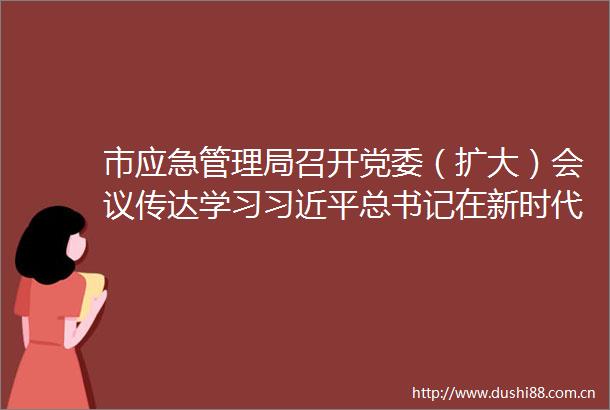 市应急管理局召开党委（扩大）会议传达学习总书记在新时代推动西部大开发座谈会和视察重庆的重要讲话重要指示精神