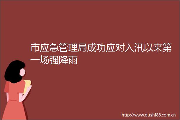 市应急管理局成功应对入汛以来第一场强降雨