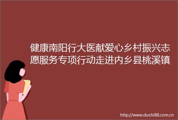 健康南阳行大医献爱心乡村振兴志愿服务专项行动走进内乡县桃溪镇卫生院