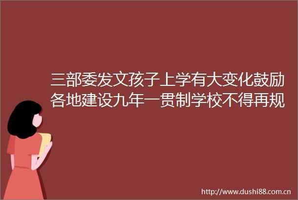 三部委发文孩子上学有大变化鼓励各地建设九年一贯制学校不得再规划建设这种学校