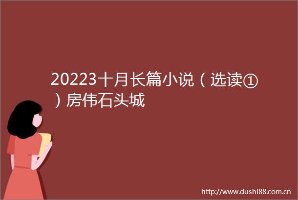 20223十月长篇小说（选读①）房伟石头城