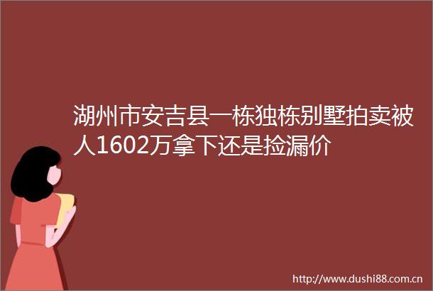 湖州市安吉县一栋独栋别墅拍卖被人1602万拿下还是捡漏价
