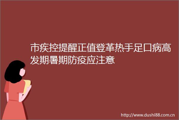 市疾控提醒正值登革热手足口病高发期暑期防疫应注意