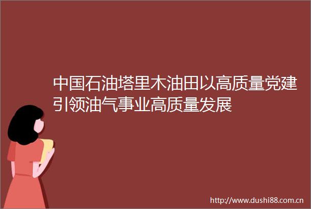 石油塔里木油田以高质量党建引领油气事业高质量发展
