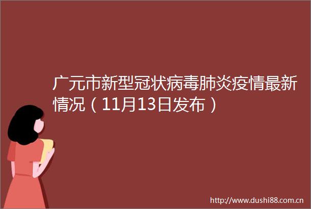 广元市新型冠状病毒肺炎疫情最新情况（11月13日发布）