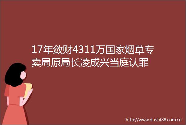 17年敛财4311万烟草专卖局原局长凌成兴当庭认罪