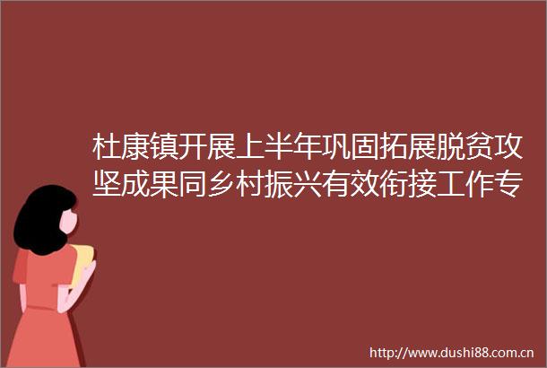 杜康镇开展上半年巩固拓展脱贫攻坚成果同乡村振兴有效衔接工作专项督导