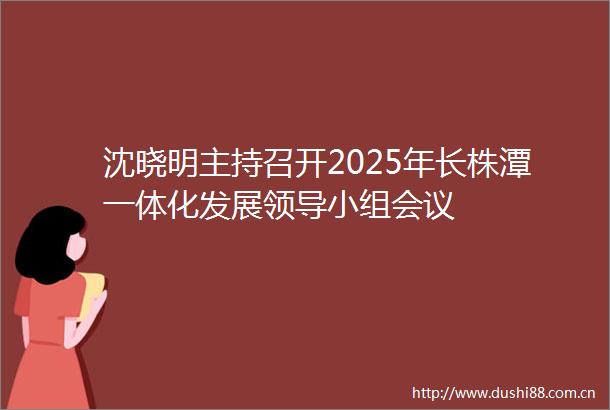 沈晓明主持召开2025年长株潭一体化发展小组会议