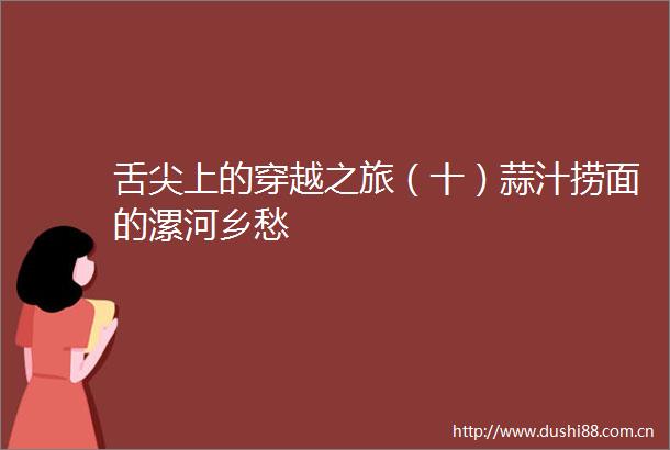 舌尖上的穿越之旅（十）蒜汁捞面的漯河乡愁