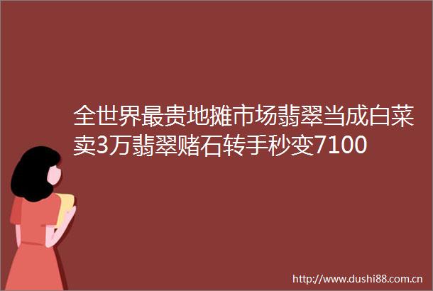 全世界最贵地摊市场翡翠当成白菜卖3万翡翠赌石转手秒变7100万