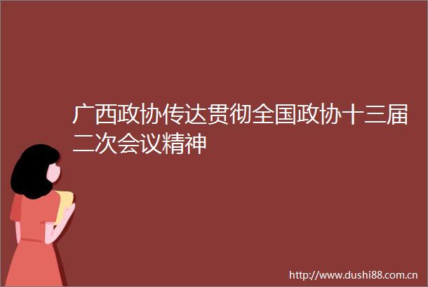 广西政协传达贯彻全国政协十三届二次会议精神
