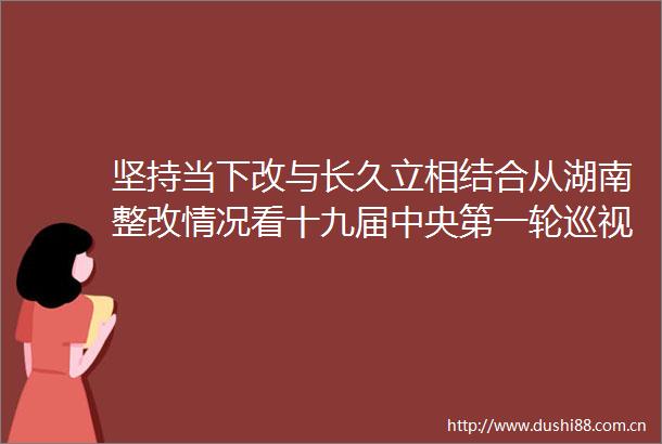 坚持当下改与长久立相结合从湖南整改情况看十九届中央第一轮巡视后半篇文章