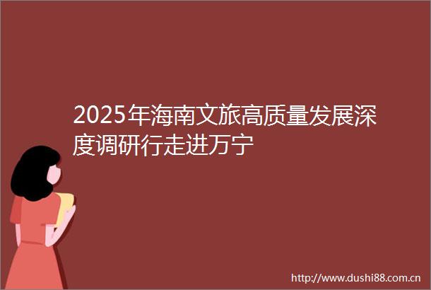 2025年海南文旅高质量发展深度调研行走进万宁