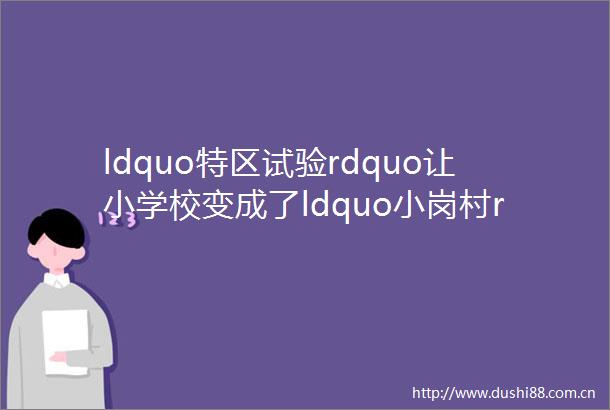 ldquo特区试验rdquo让小学校变成了ldquo小岗村rdquo