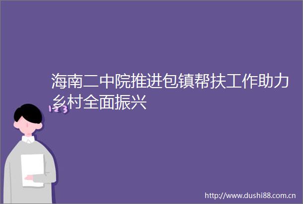 海南二中院推进包镇帮扶工作助力乡村全面振兴