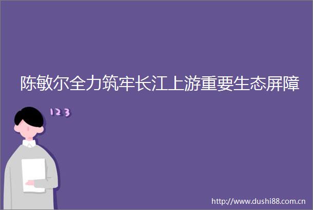 陈敏尔全力筑牢长江上游重要生态屏障