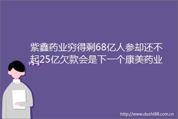 紫鑫药业穷得剩68亿人参却还不起25亿欠款会是下一个康美药业吗