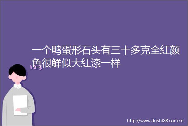 一个鸭蛋形石头有三十多克全红颜色很鲜似大红漆一样