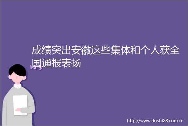 成绩突出安徽这些集体和个人获全国通报表扬