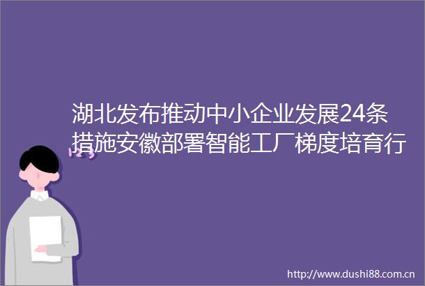 湖北发布推动中小企业发展24条措施安徽部署智能工厂梯度培育行动地方工信快报来了
