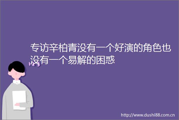 专访辛柏青没有一个好演的角色也没有一个易解的困惑