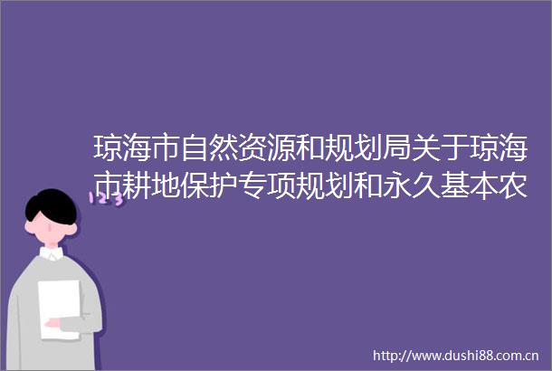琼海市自然资源和规划局关于琼海市耕地保护专项规划和永久基本农田布局优化调整方案编制工作费用公开询价的公告