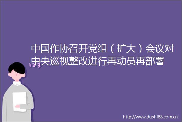 作协召开党组（扩大）会议对中央巡视整改进行再动员再部署