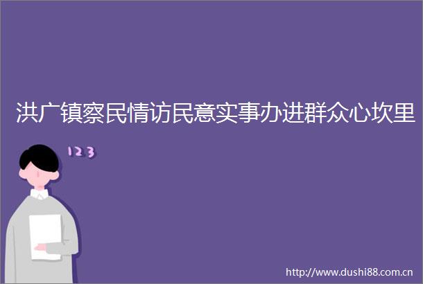 洪广镇察民情访民意实事办进群众心坎里