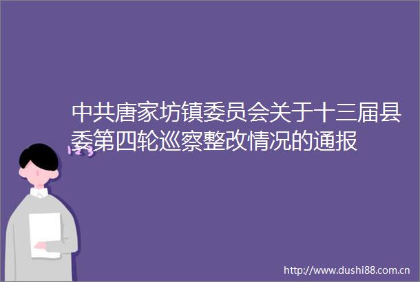 唐家坊镇委员会关于十三届县委第四轮巡察整改情况的通报