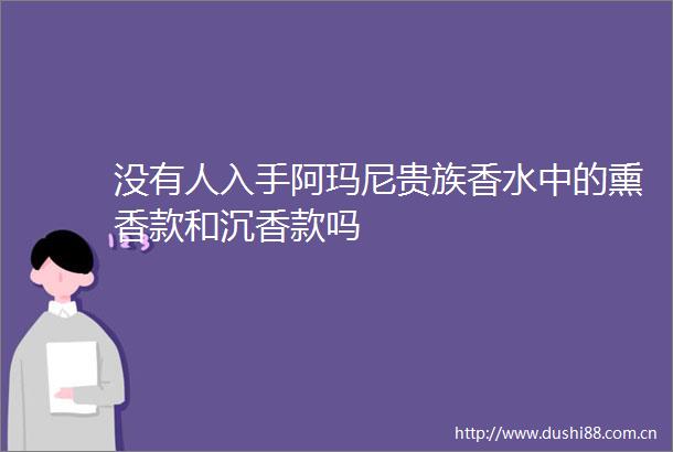 没有人入手阿玛尼贵族香水中的熏香款和沉香款吗