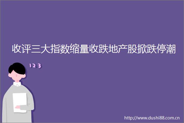 收评三大指数缩量收跌地产股掀跌停潮