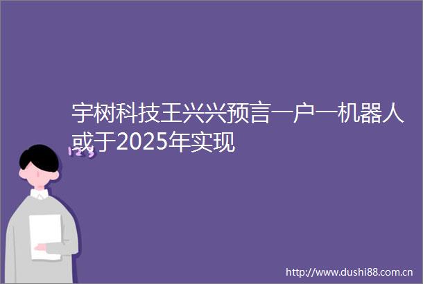 宇树科技王兴兴预言一户一机器人或于2025年实现