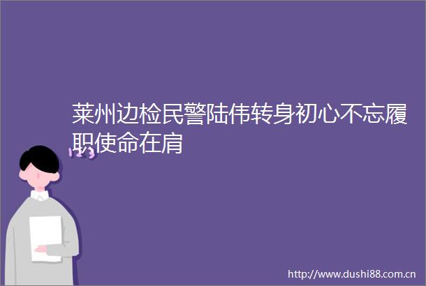 莱州边检陆伟转身初心不忘履职使命在肩
