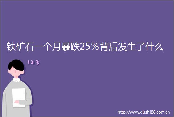 铁矿石一个月暴跌25％背后发生了什么
