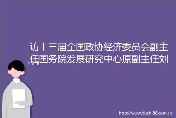 访十三届全国政协经济委员会副主任国务院发展研究中心原副主任刘世锦