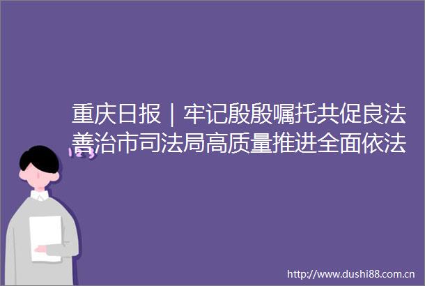 重庆日报｜牢记殷殷嘱托共促良法善治市司法局高质量推进全面依法治市工作