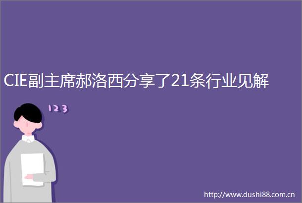 CIE副郝洛西分享了21条行业见解