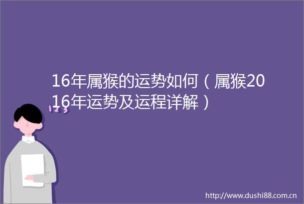 16年属猴的运势如何（属猴2016年运势及运程详解）