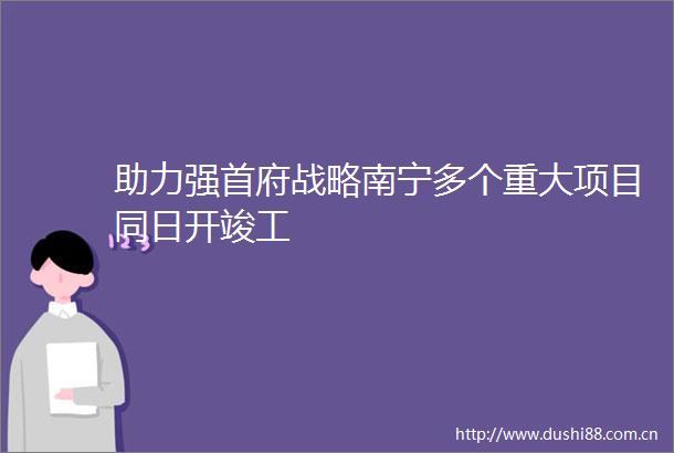 助力强首府战略南宁多个重大项目同日开竣工