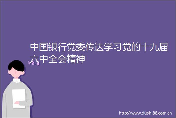 银行党委传达学习党的十九届六中全会精神