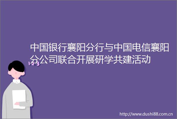 银行襄阳分行与电信襄阳分公司联合开展研学共建活动