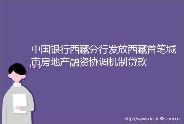 银行西藏分行发放西藏首笔城市房地产融资协调机制