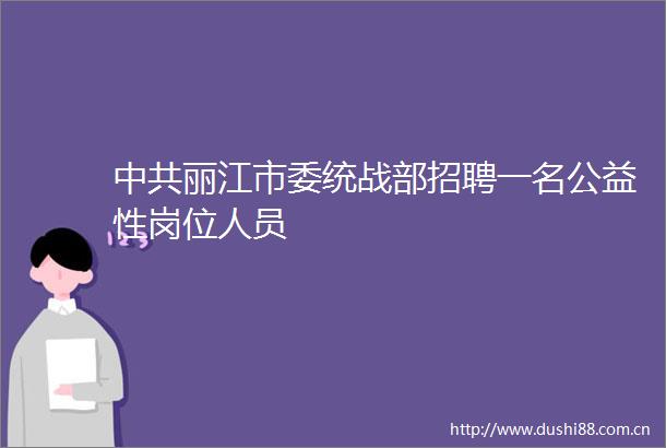 丽江市委统战部招聘一名公益性岗位人员