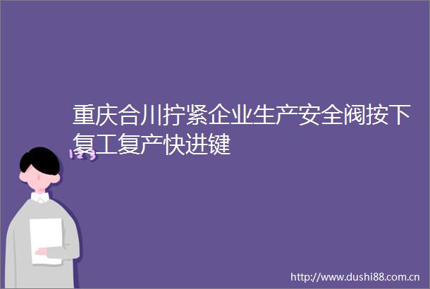 重庆合川拧紧企业生产安全阀按下复工复产快进键