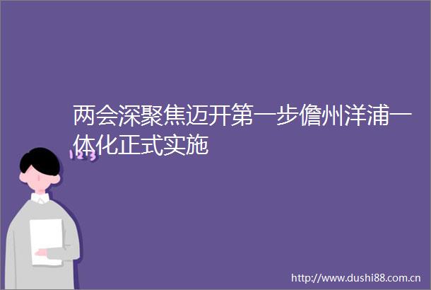 两会深聚焦迈开第一步儋州洋浦一体化正式实施